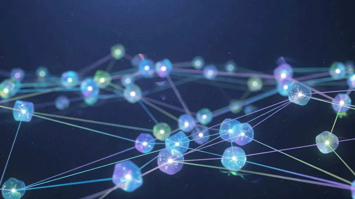 Nœuds lumineux connectés symbolisant les liens entre pages