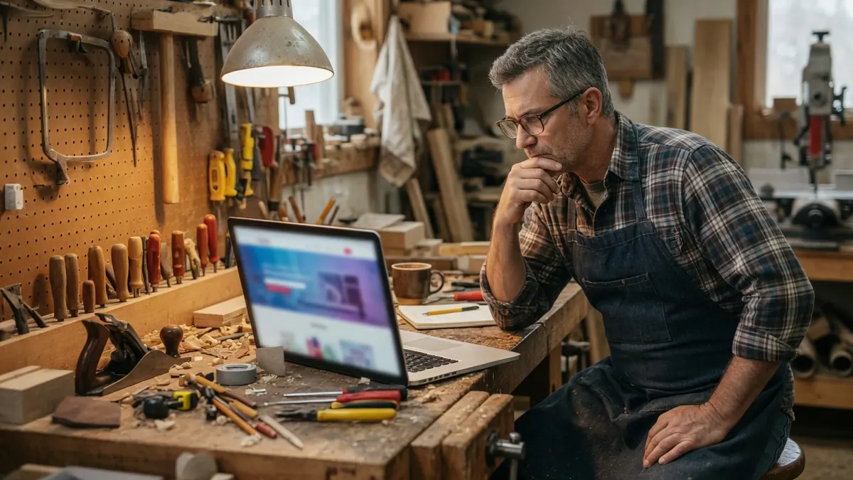 Artisan présentant son activité sur un site web