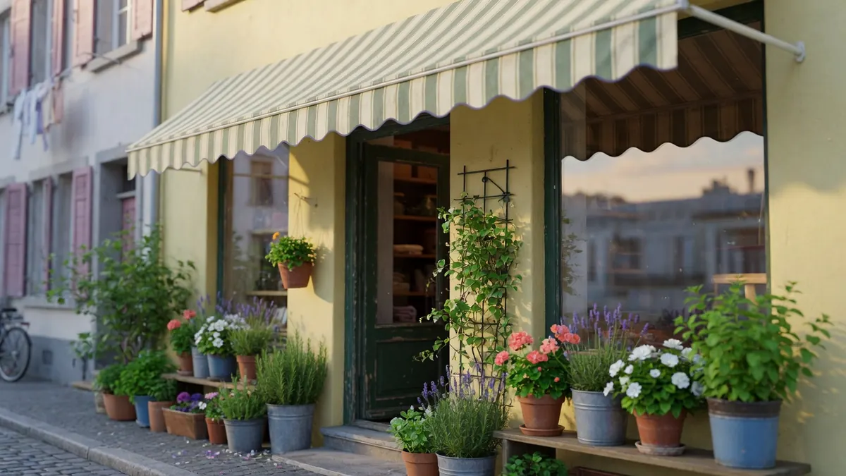 Façade de commerce local avec devanture soignée