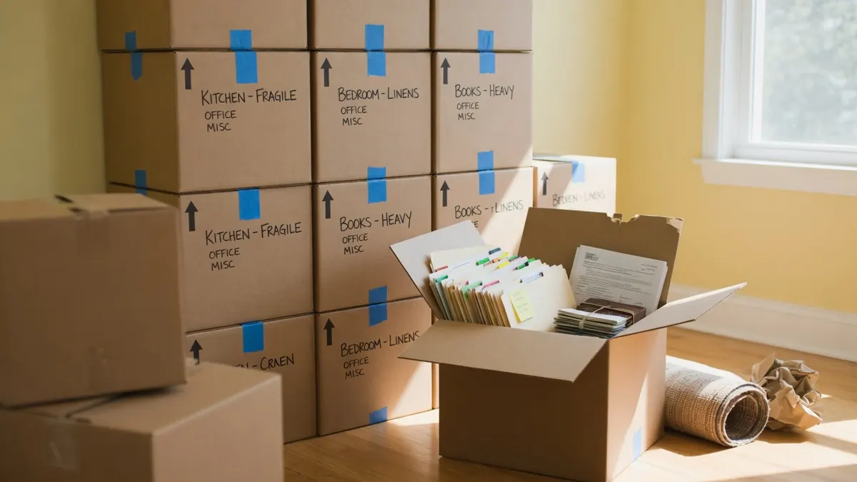 Déménagement de cartons symbolisant la migration de contenus