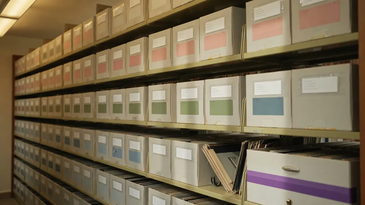 Archives classées dans des boîtes étiquetées