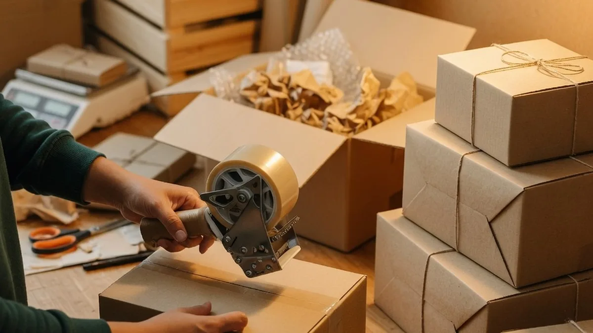 Colis d'expédition e-commerce soigneusement emballés