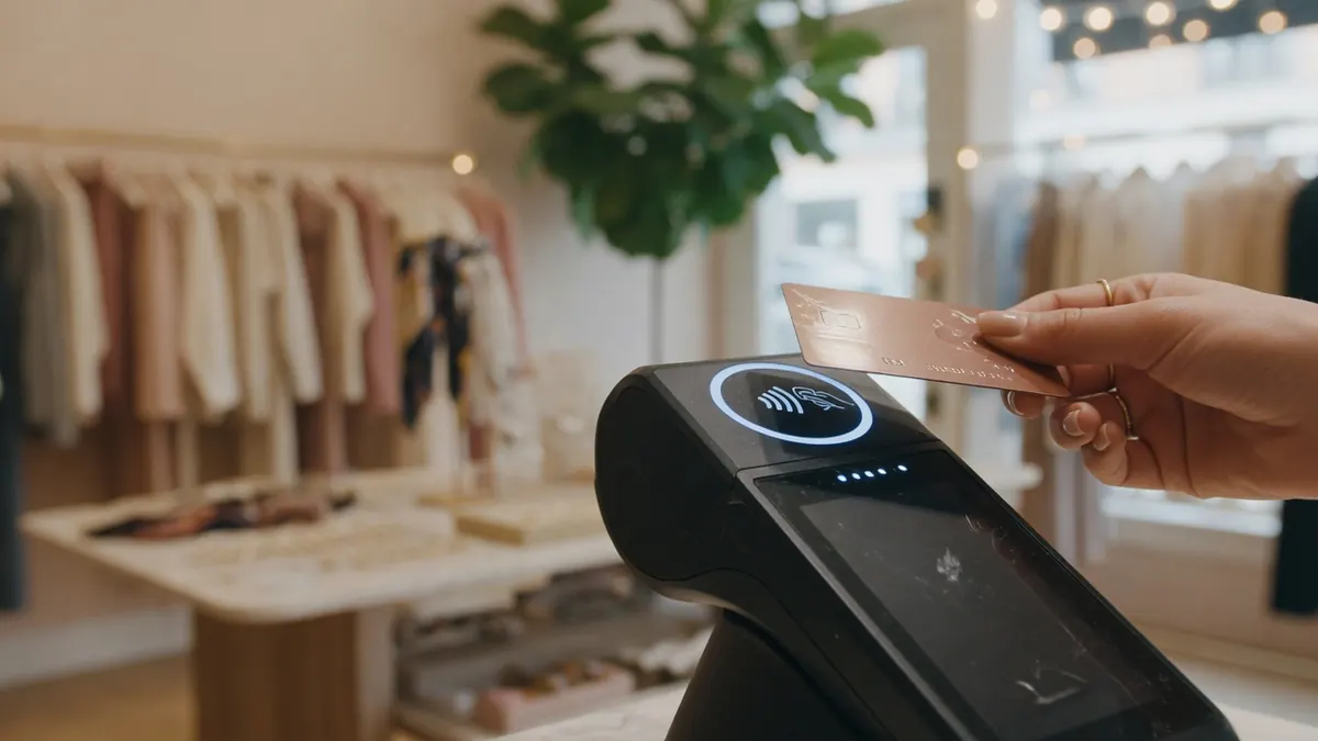 Terminal de paiement et carte bancaire en gros plan