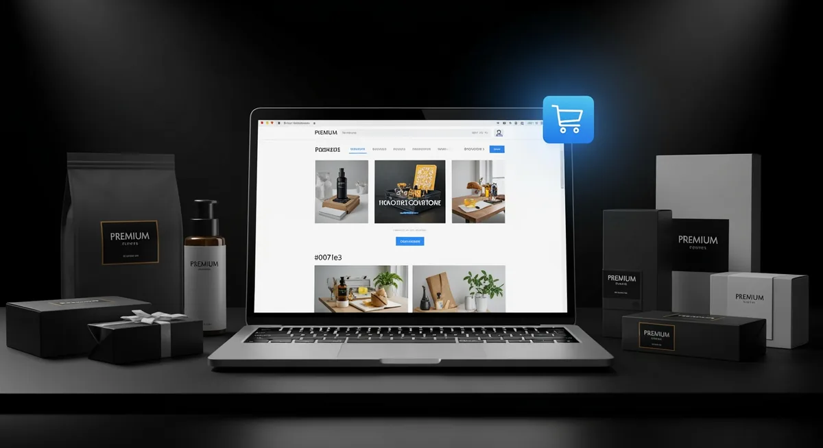 Interface e-commerce sur tablette avec produits et panier d'achat