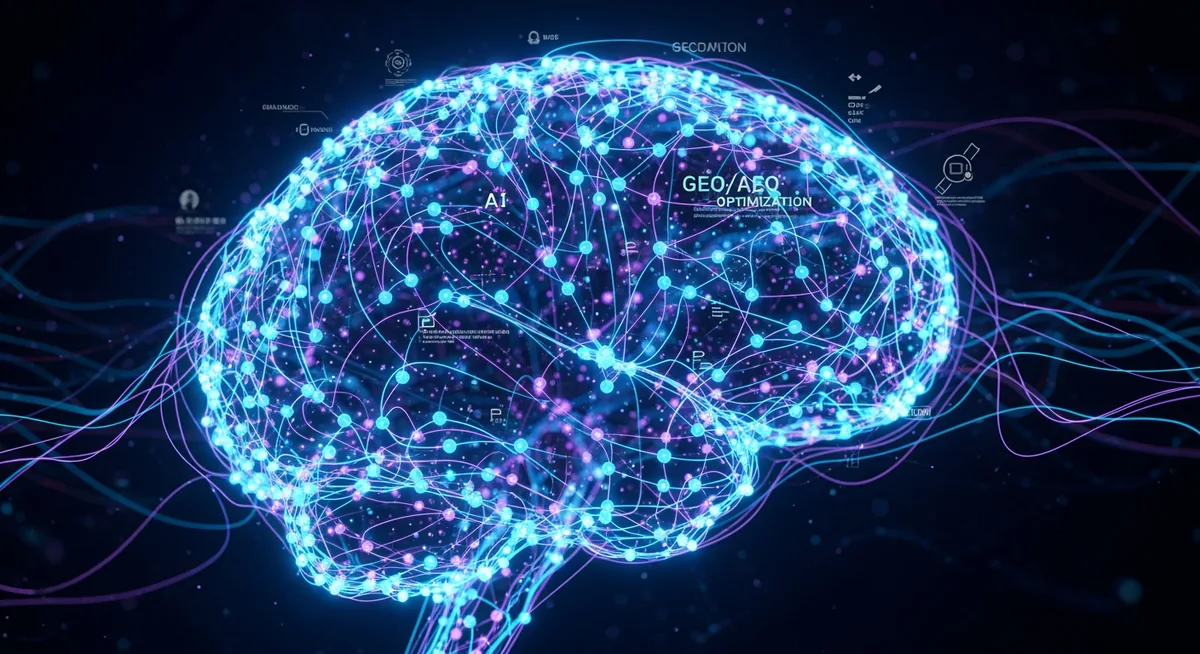 Réseau neuronal et intelligence artificielle en teintes bleu néon